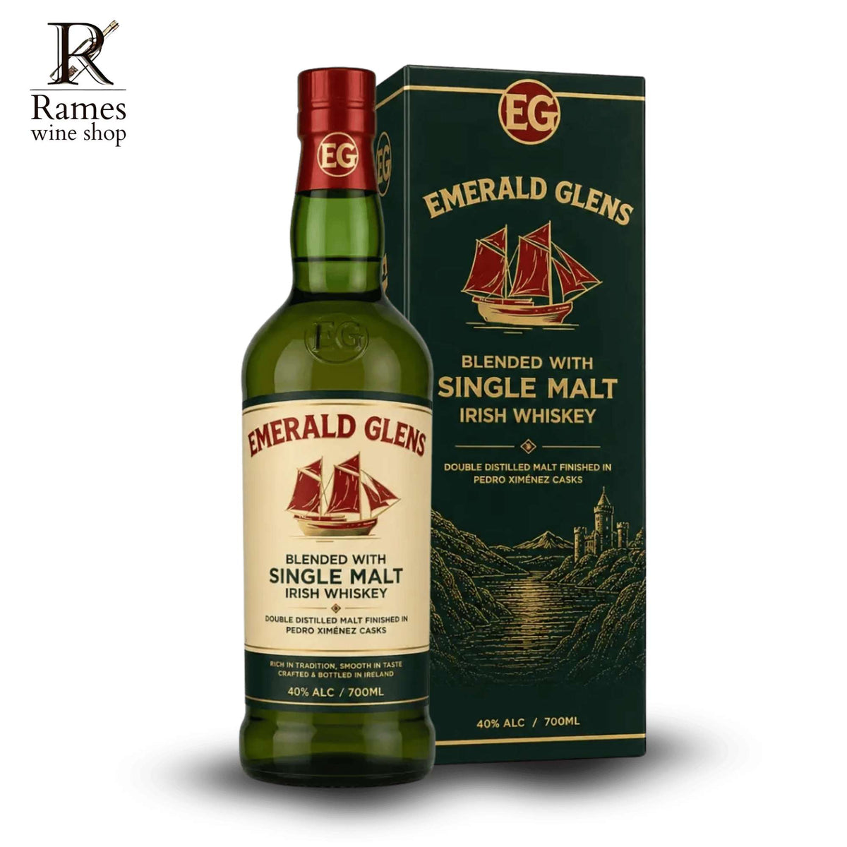 EMERALD GLENS Green Irish Whiskey 700ml - Indonesia - Rames Wine Shop